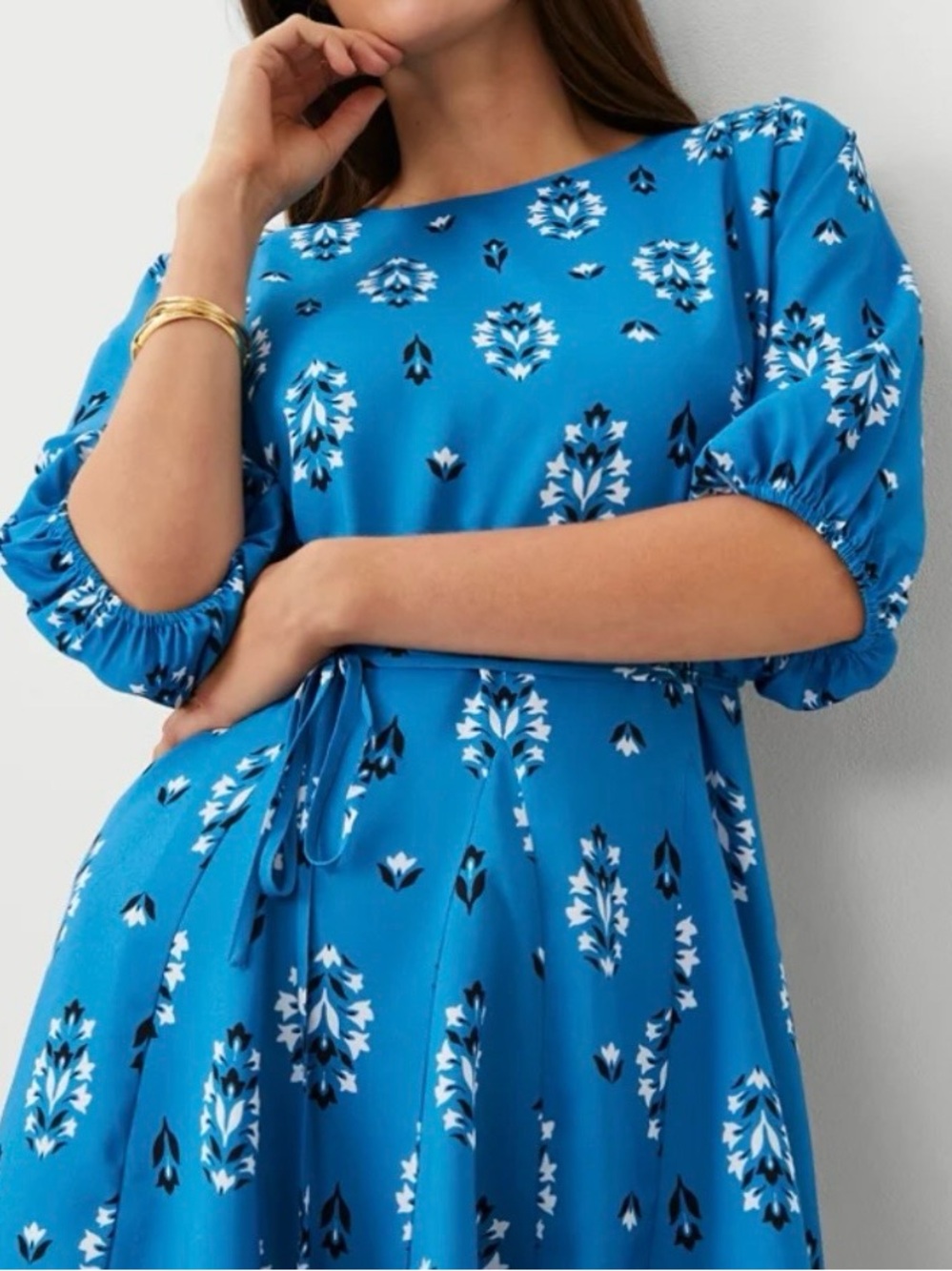 Ann Taylor Floral Boatneck Flare Dress
